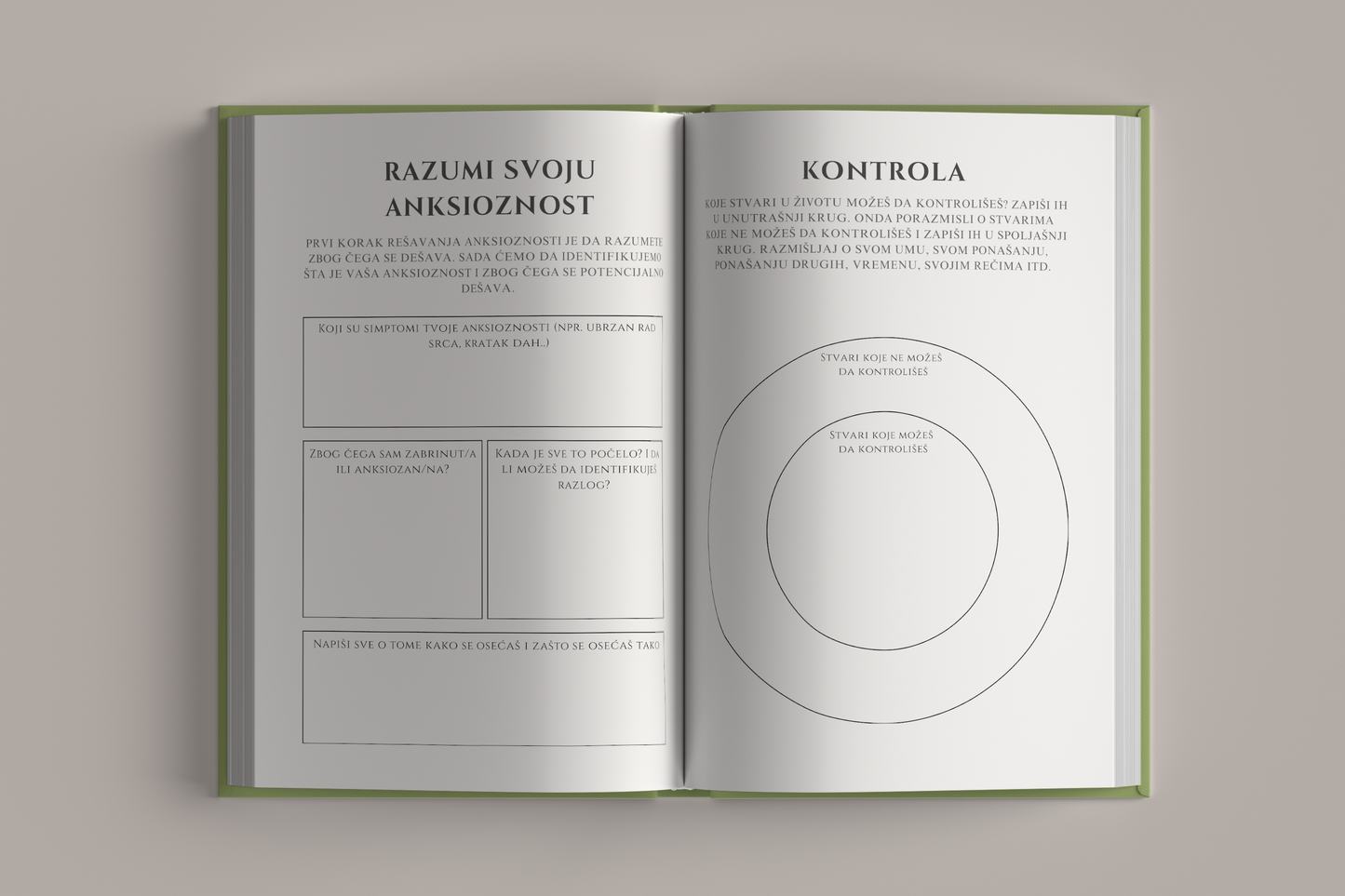 Strana sa dnevnim vezbama za razumevanje i kontrolu anksioznosti – Dnevnik Anksioznosti