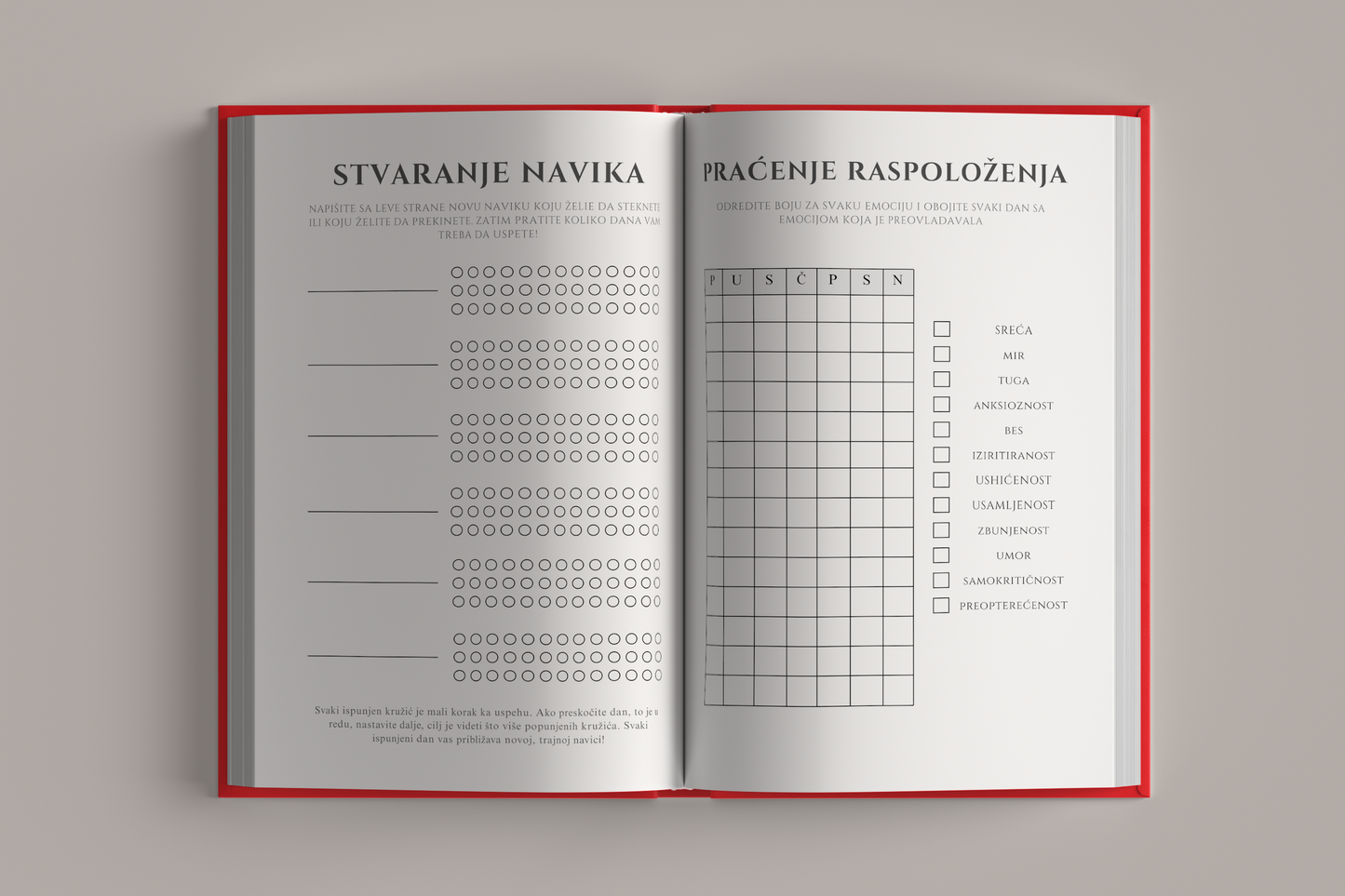 Strana za praćenje raspoloženja korisnika dnevnika – Dnevnik Samopouzdanja