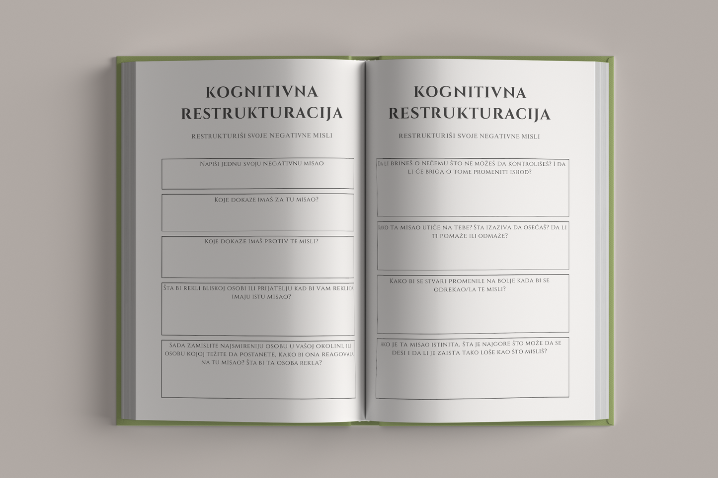 Uvodna strana dnevnika anksioznosti – kognitivne vežbe za korisnike dnevnika