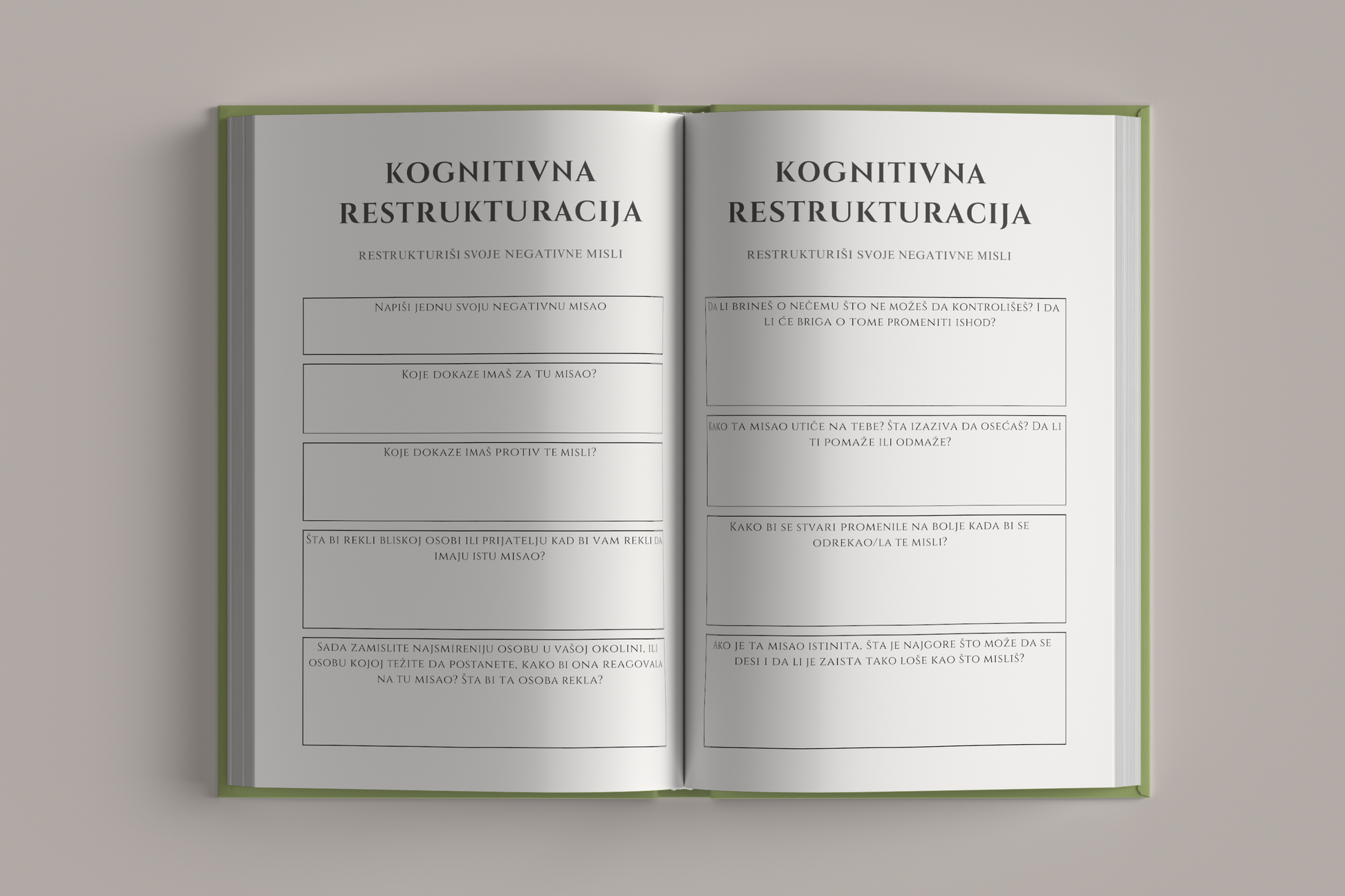 Uvodna strana dnevnika anksioznosti – kognitivne vežbe za korisnike dnevnika