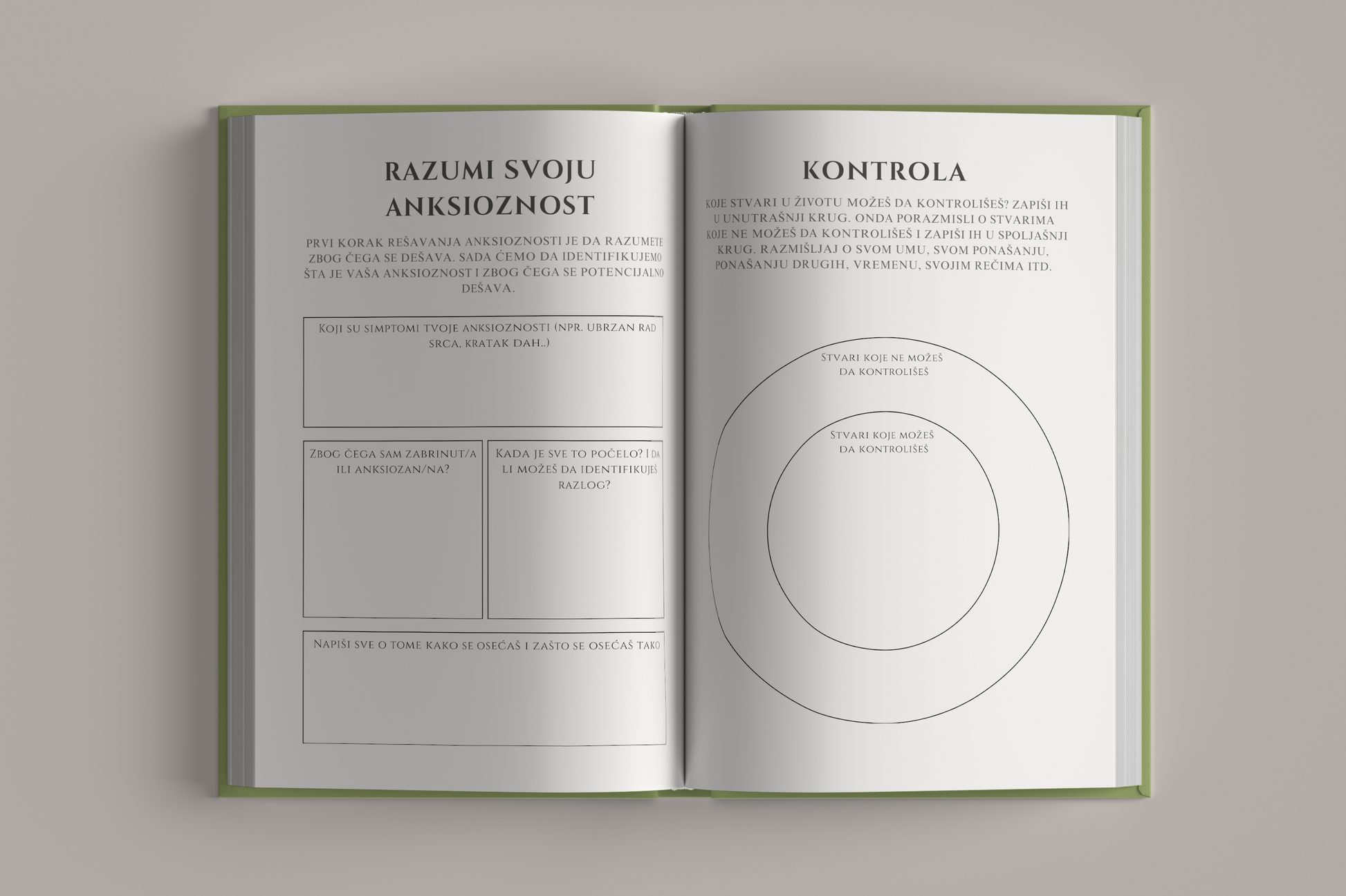Strana sa dnevnim vezbama za razumevanje i kontrolu anksioznosti – Dnevnik Anksioznosti